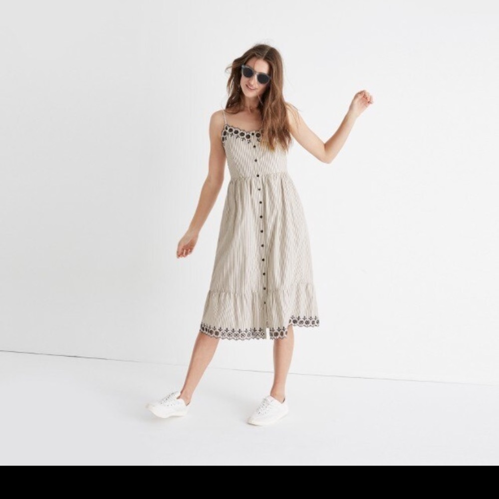 Madewell Embroidered Midi Dress